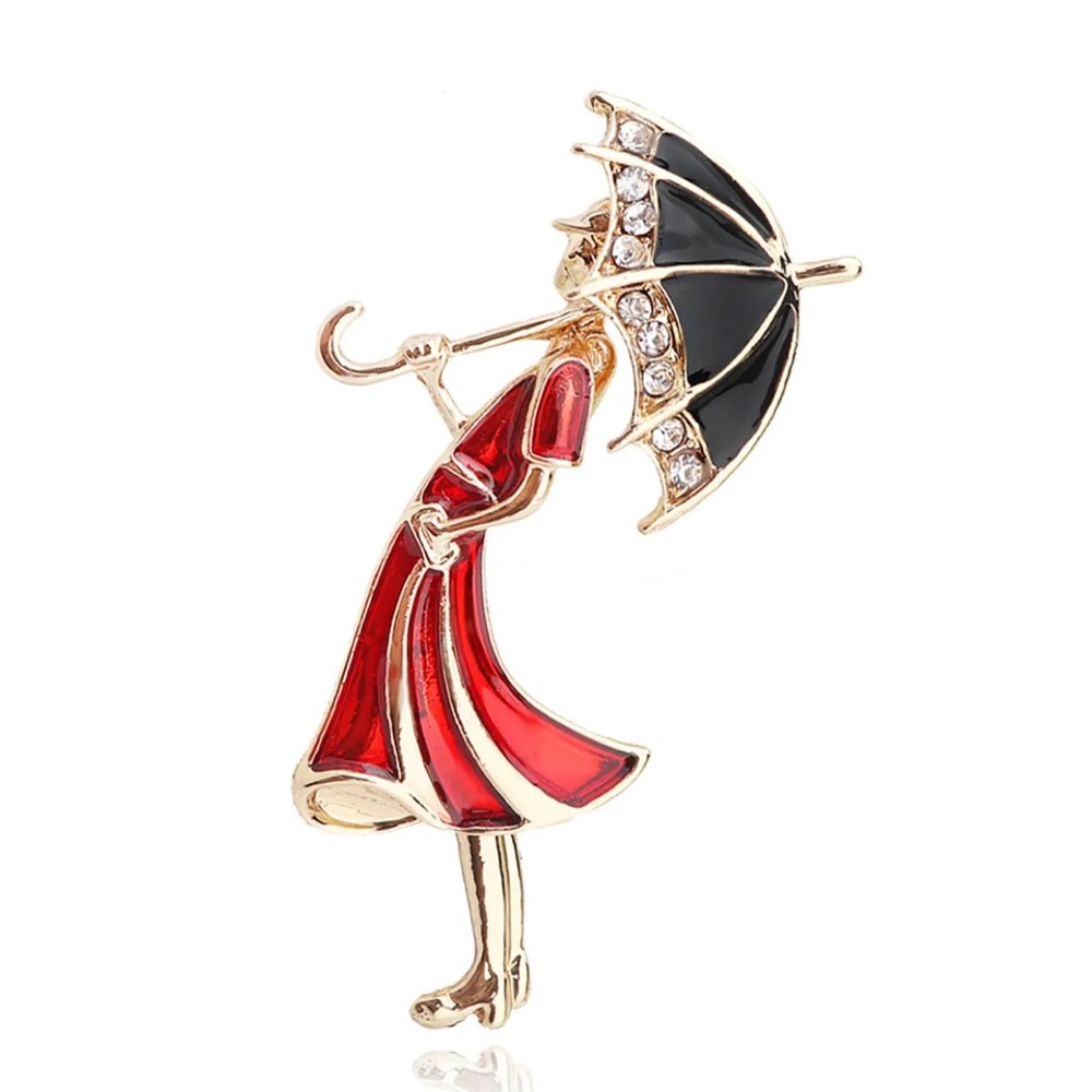 Lady Under the Umbrella ☂️ Brooch
